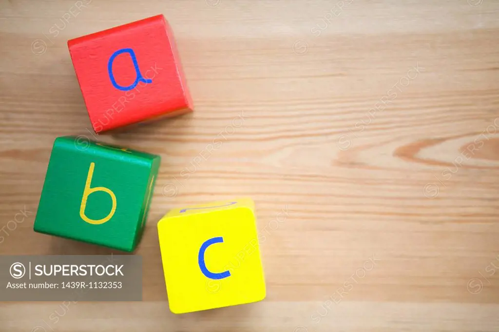 A b c in building blocks