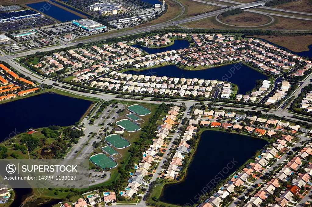 Aerial view of houses on florida east coast
