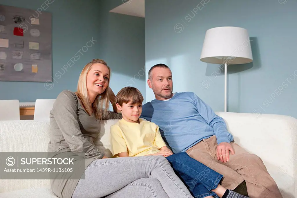 Family watching television