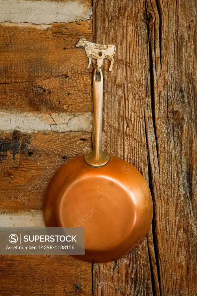 Copper pan hanging up