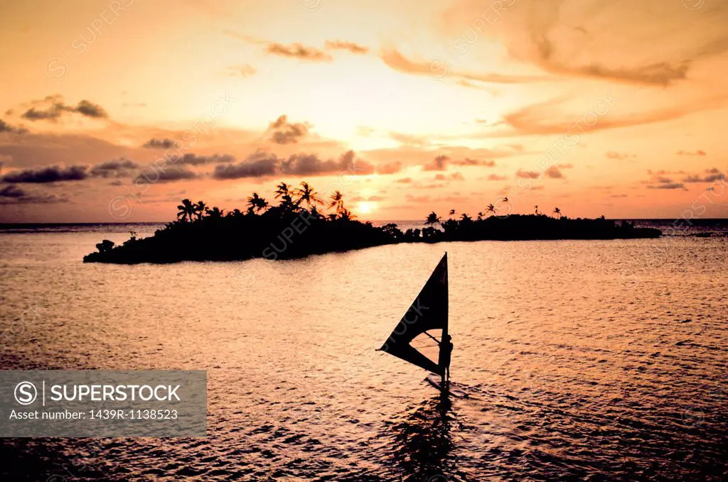 Sailboard at sunset