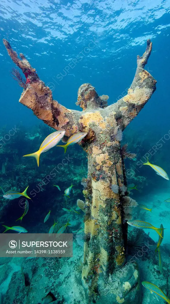 Underwater statue of Christ