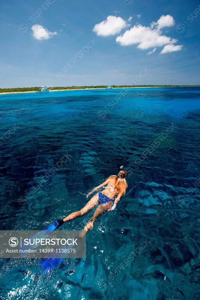 Snorkeler in Caribbean sea