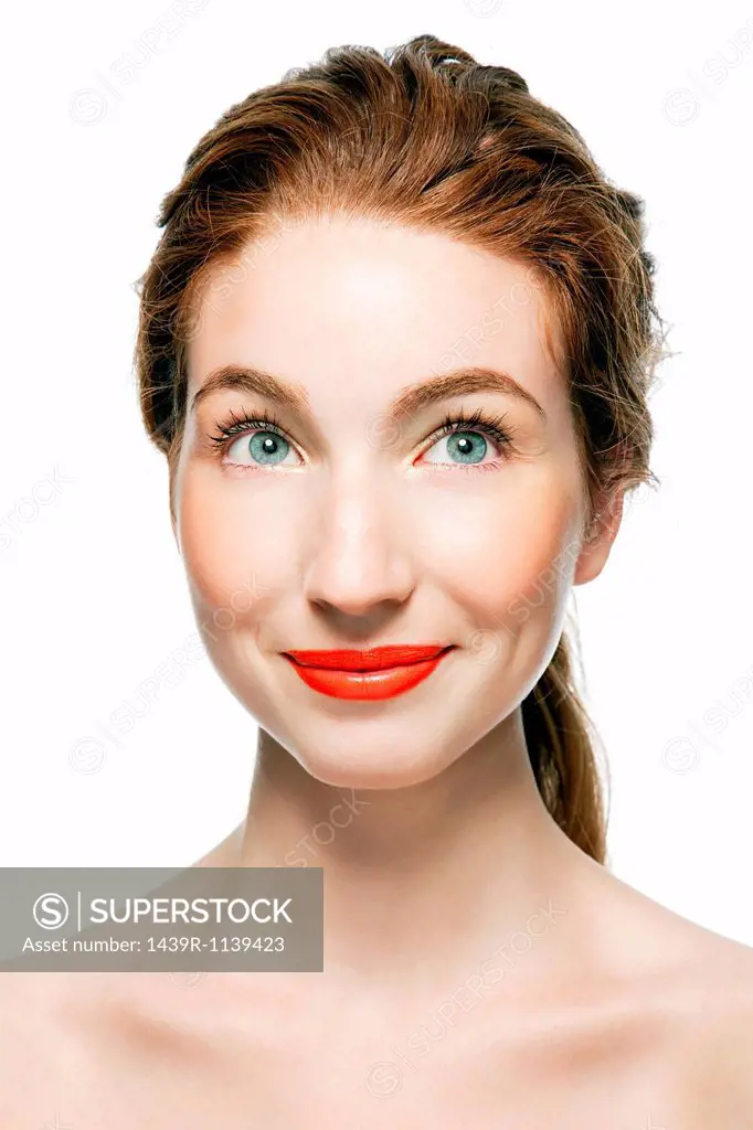 Woman in red lipstick, portrait