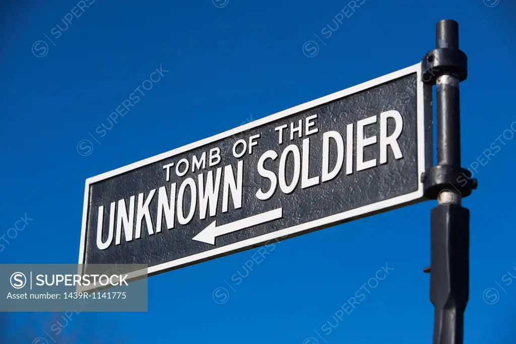 Sign for Tomb of the Unknown Soldier, Arlington National Cemetery, Virginia, USA