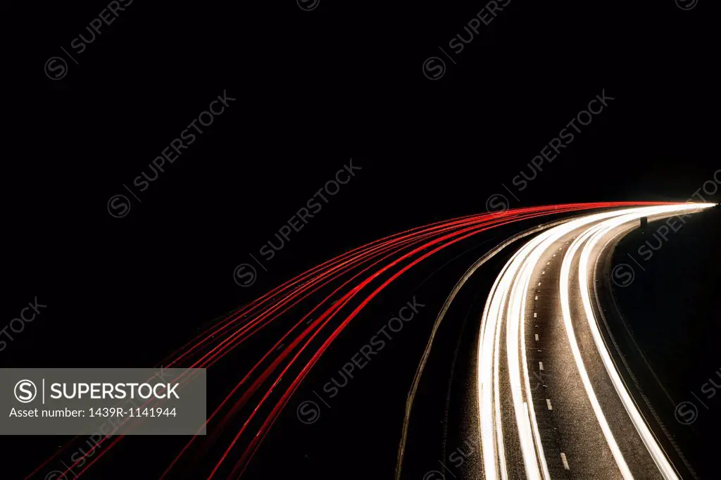 Headlights and tail lights on motorway