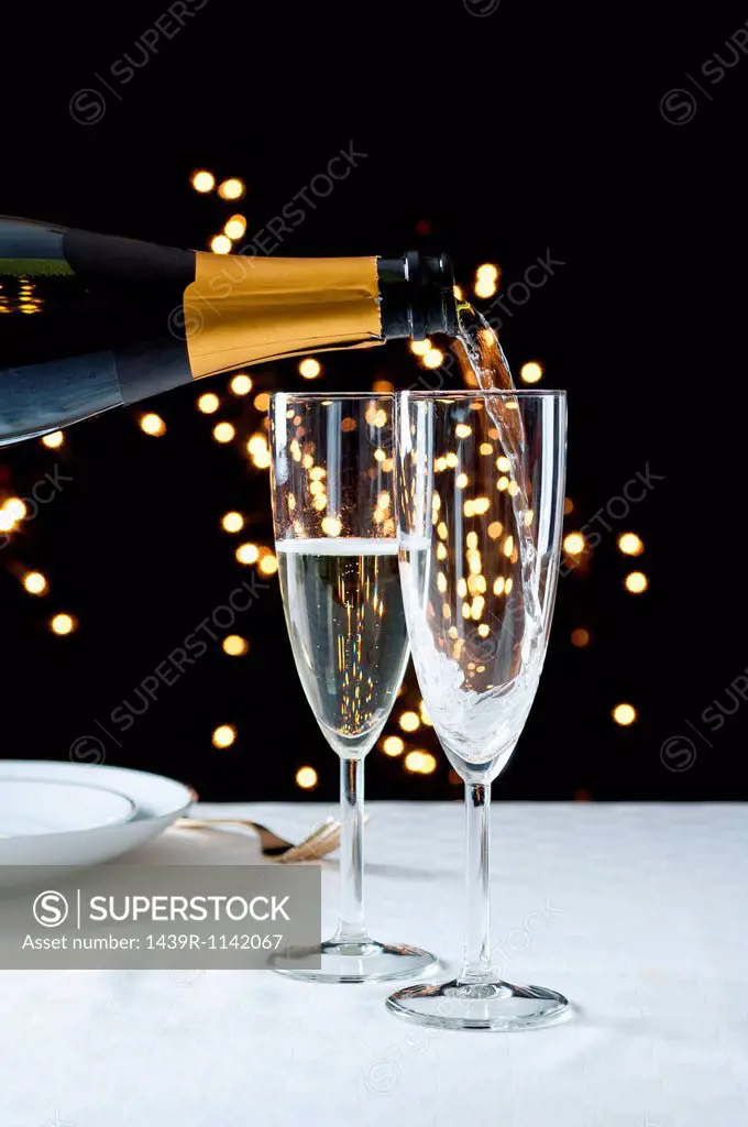 Pouring glasses of champagne