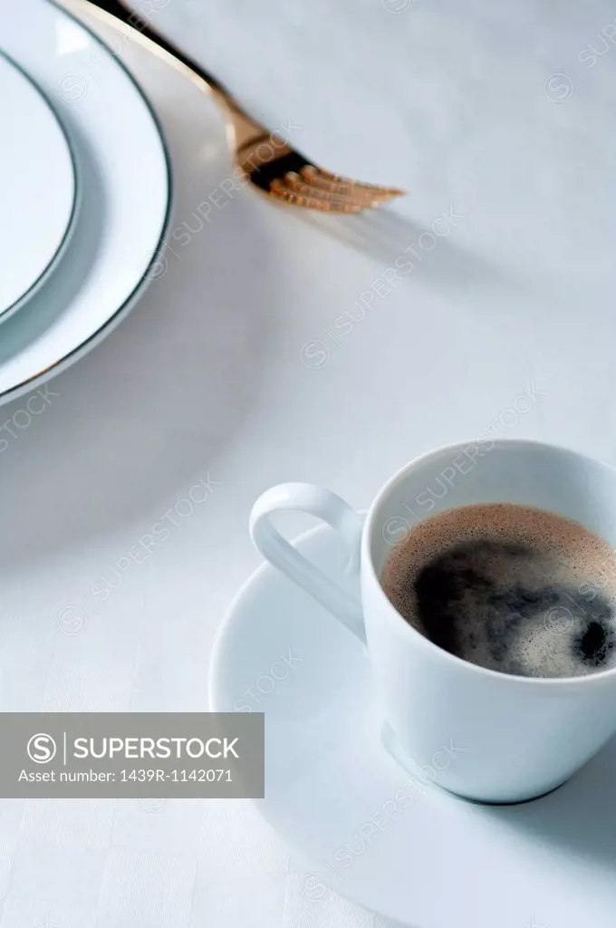 Coffee on restaurant table