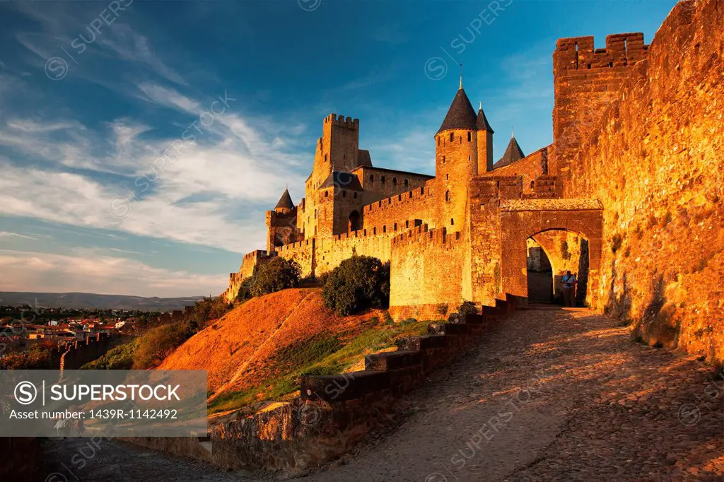 Medieval walled city of carcassonne, aude department, france
