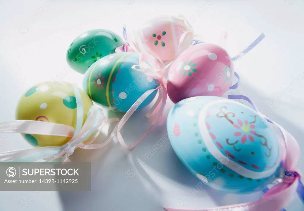 Basket of easter eggs, studio shot