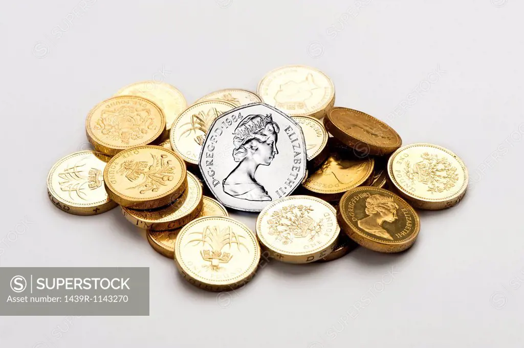 Pile of british coins