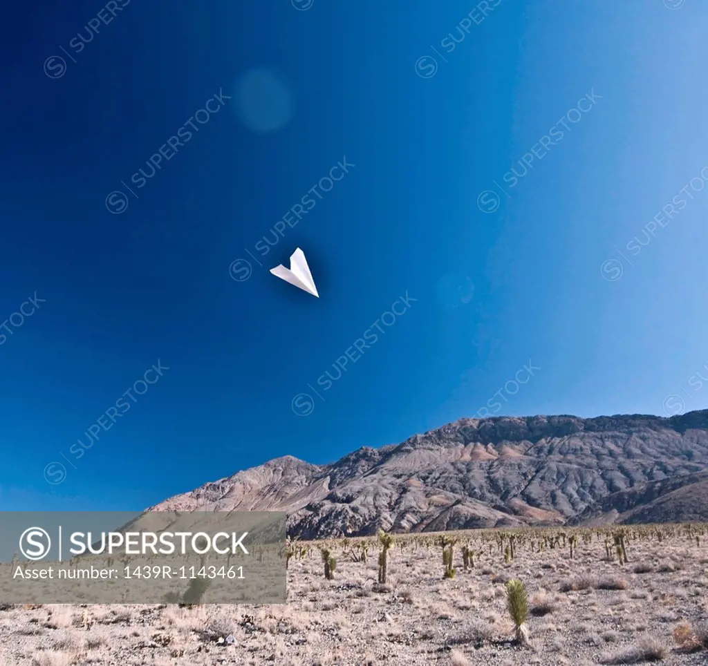 Paper aeroplane in Death Valley National Park, California, USA