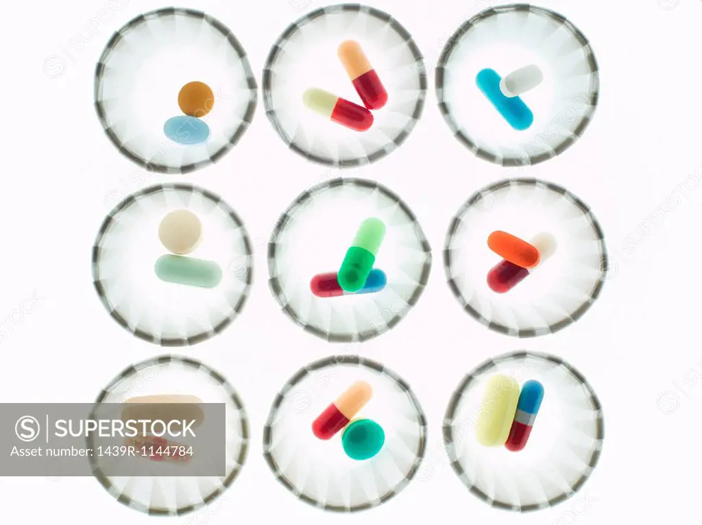 Pills in dispenser cups