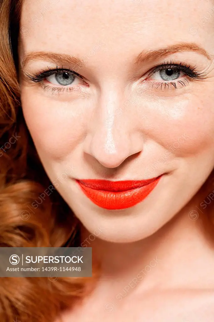 Woman wearing red lipstick
