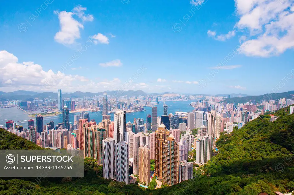 View of Victoria Harbour and Central from Victoria Peak, Hong Kong