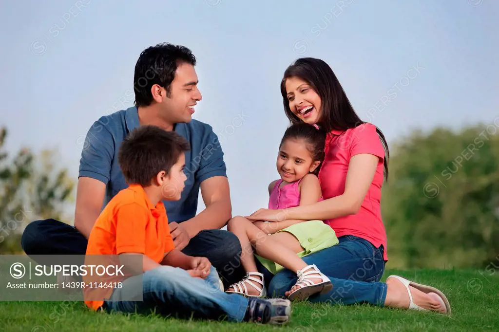 Family having fun in a park