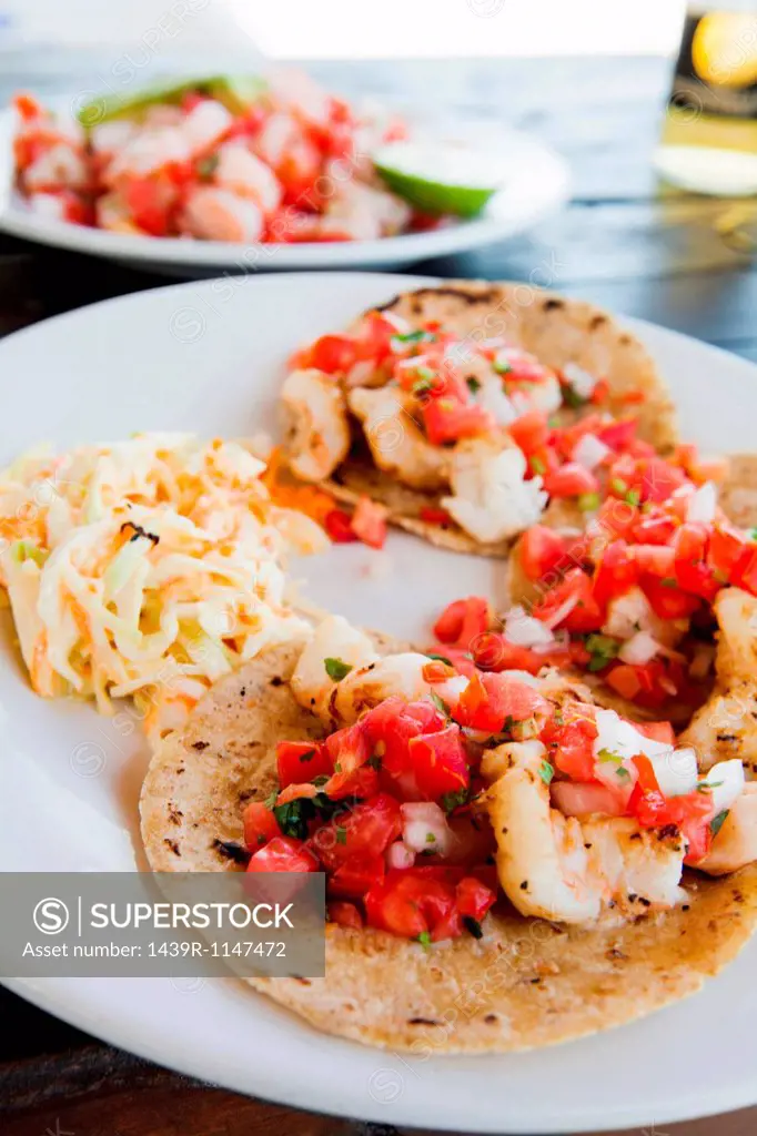 Soft shell tacos with shrimp
