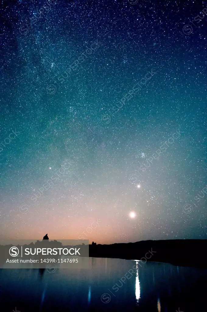 Starry sky at night, mono lake, california, usa