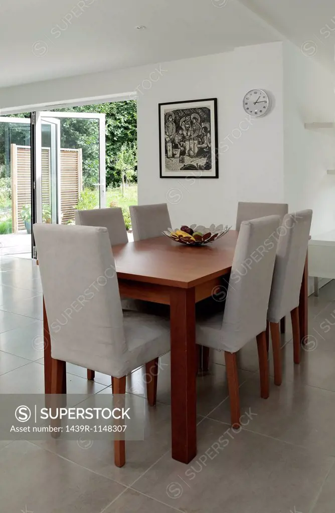 Table and chairs in dining area