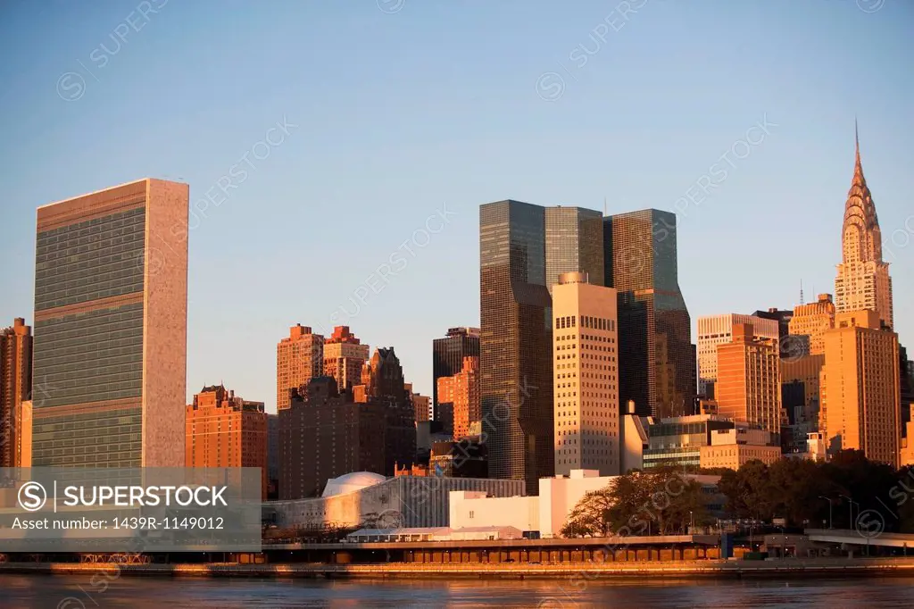 East River and Manhattan buildings, New York City