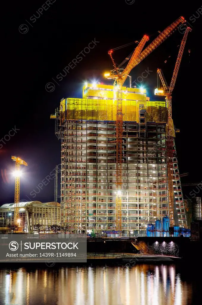 Construction of the new European Central Bank Headquarters, Frankfurt, Hesse, Germany
