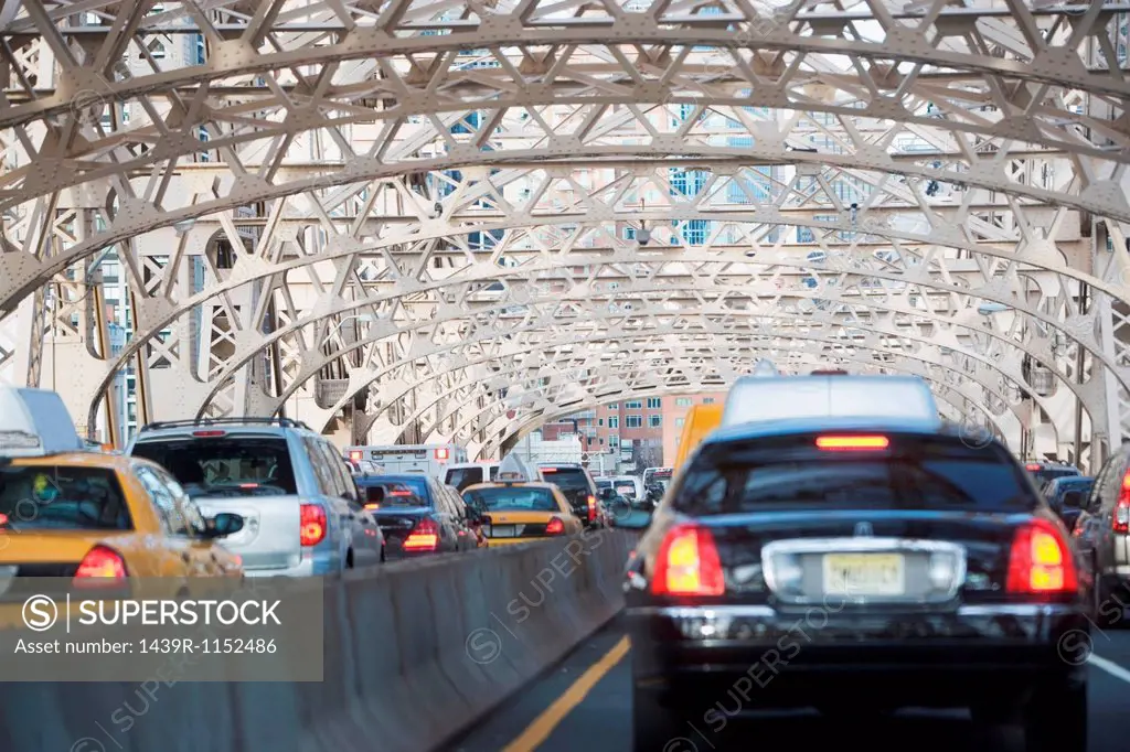 Traffic on urban bridge