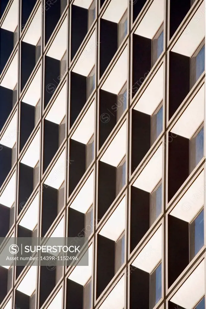 Tilted view of skyscraper windows