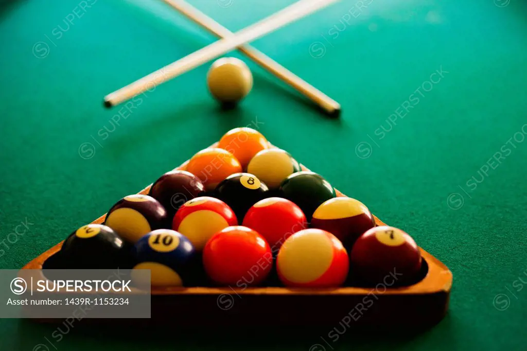Balls arranged on pool table
