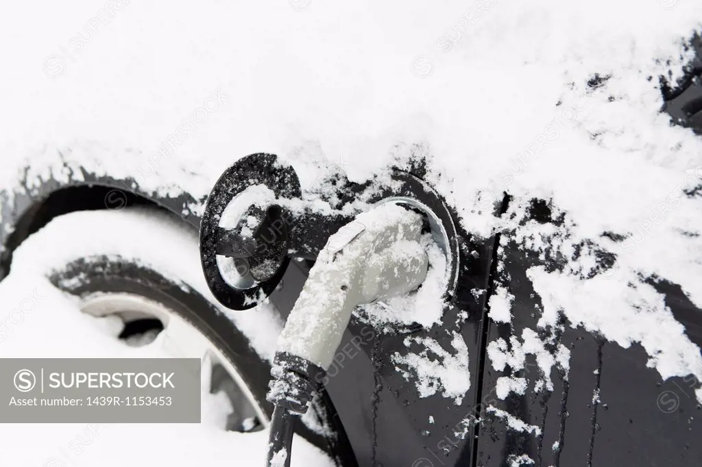Snowy plug in electric car