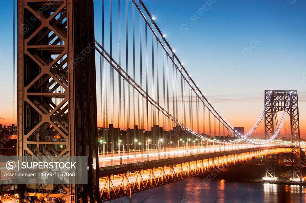 George Washington Bridge at sunset, New York City, USA