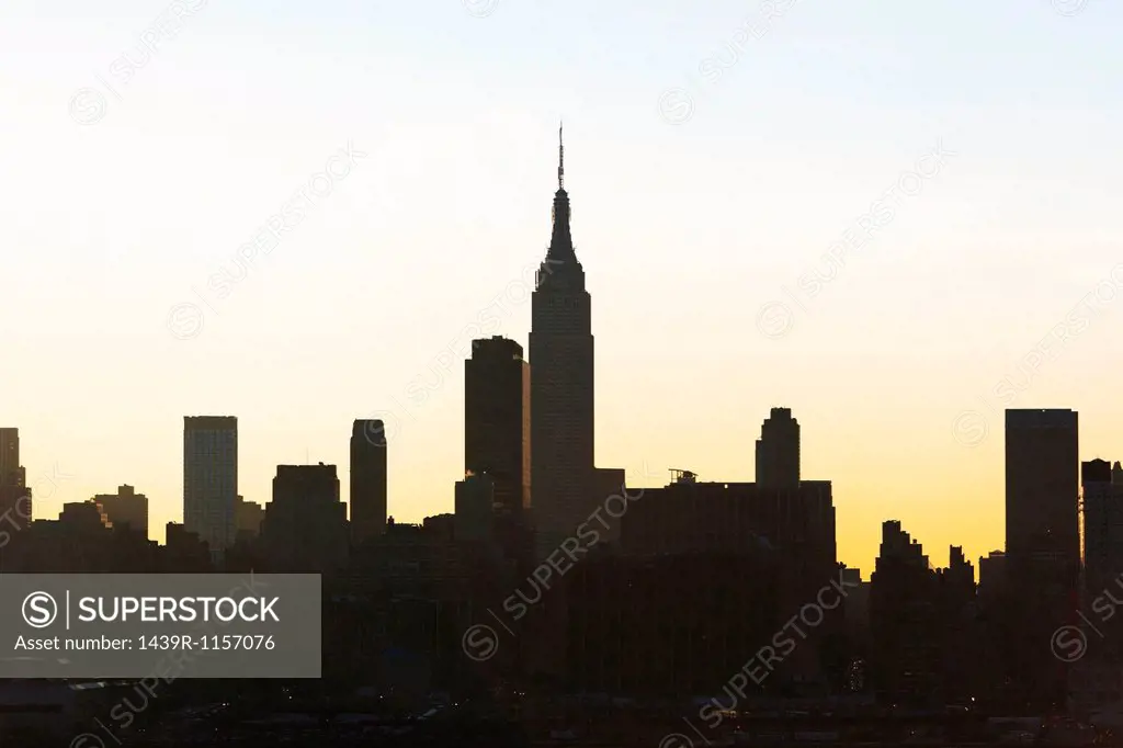 Silhouette of Empire State Building and skyline, New York City, USA