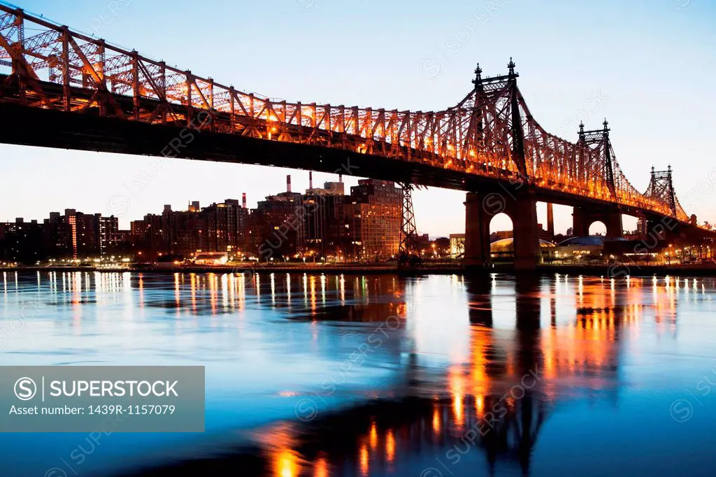 Queensboro Bridge at sunset, New York City, USA