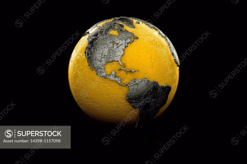 Yellow and black globe North and South America