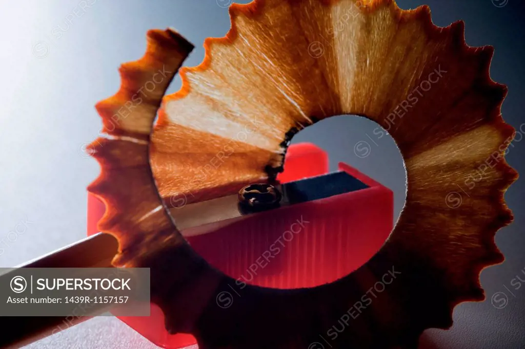 Pencil being sharpened with pencil sharpener