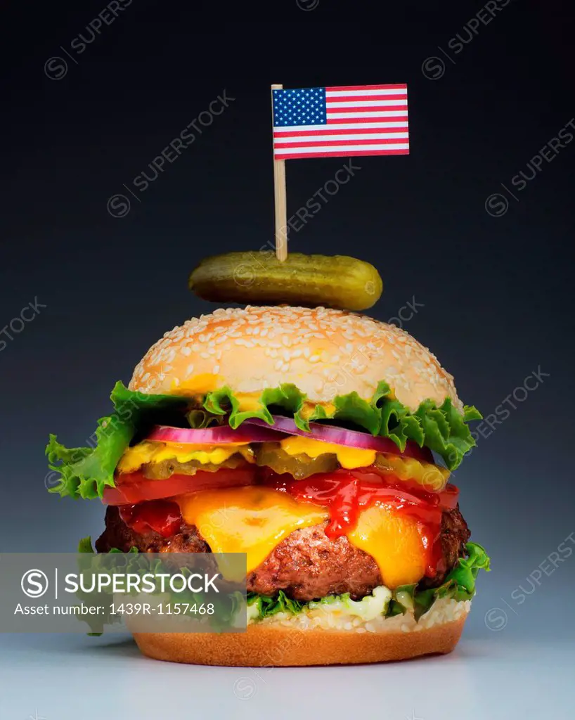 Burger with US flag