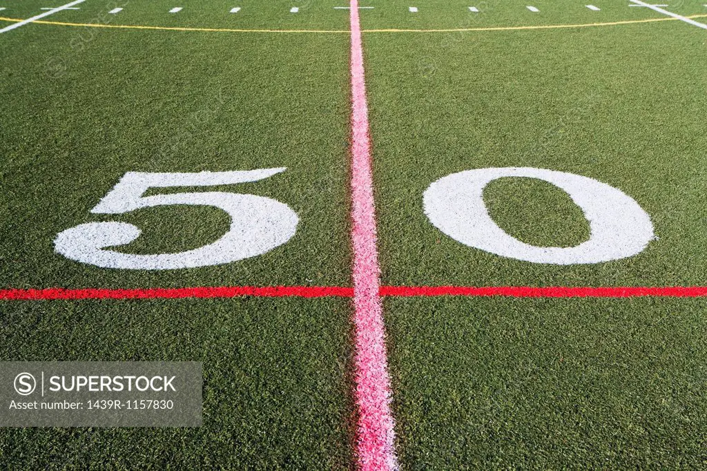 Fifty yard line on American football field