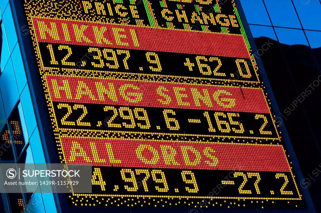 Foreign exchange rates Asia, digital display