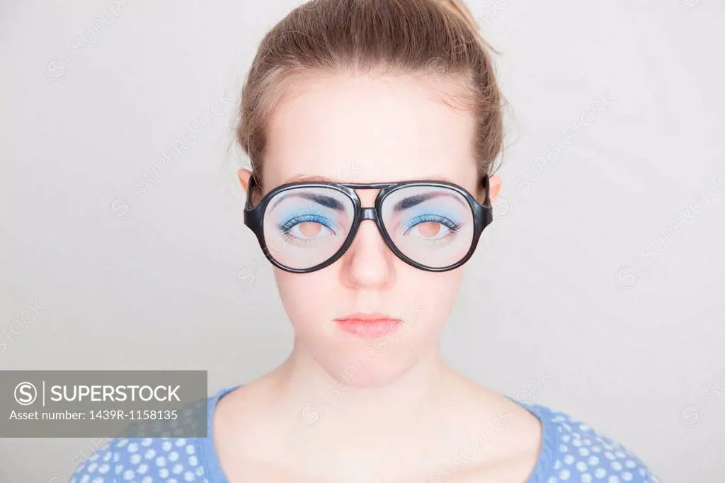 Girl wearing fake glasses