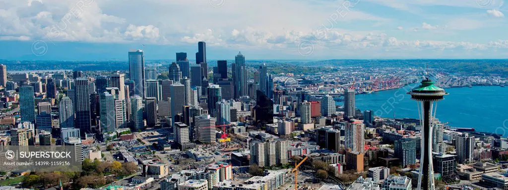 Panoramic aerial view of Seattle, Washington State, USA