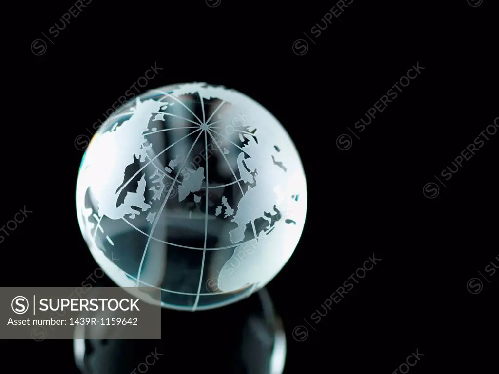 Glass Globe illustrating North America, Europe, Russia and Africa