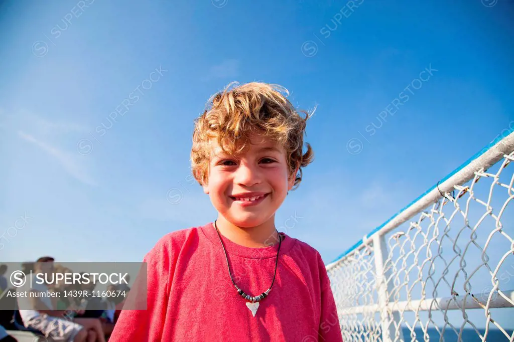 Portrait of blonde haired boy smiling