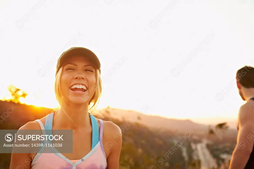 Woman laughing hard