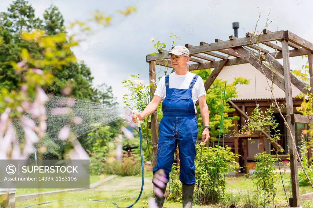 Man watering plants