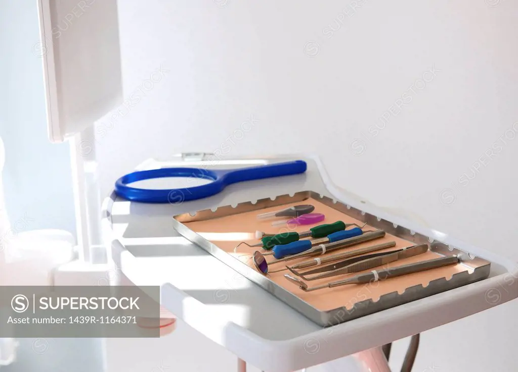Dental clinic with surgical tray and equipment