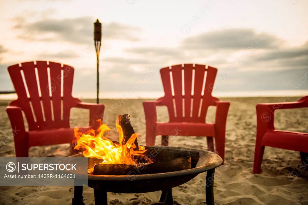 Campfire on Mission Beach, San Diego, California, USA