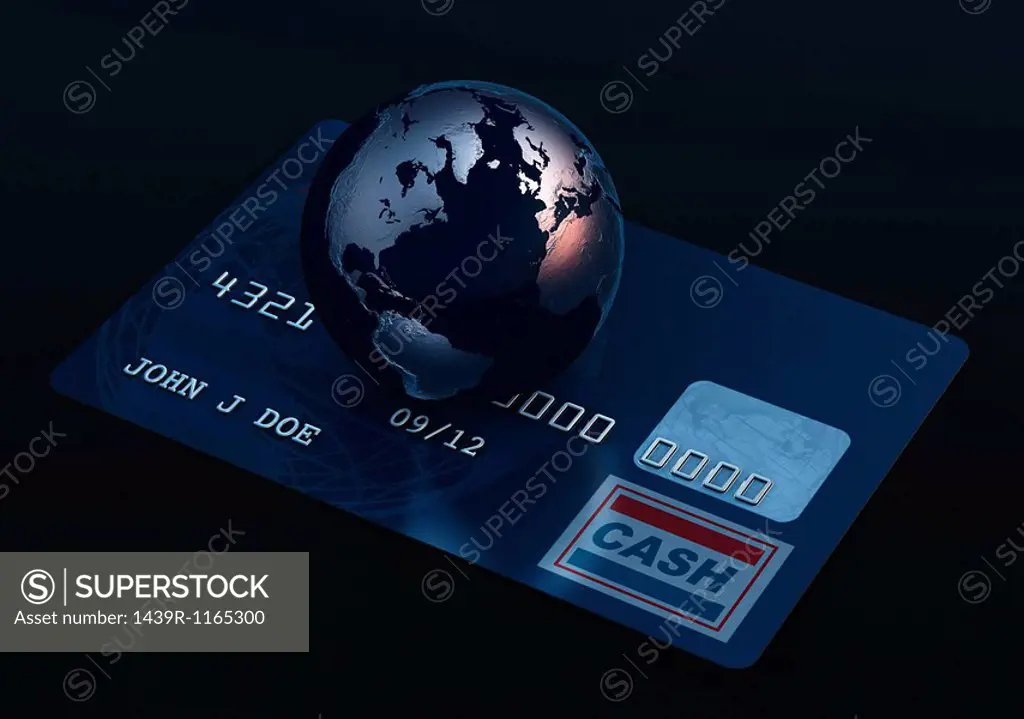 Globe on a credit card