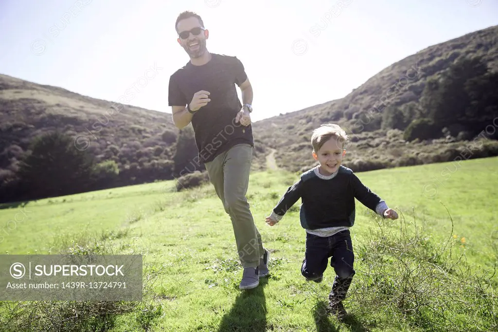 Father and son enjoying day outdoors