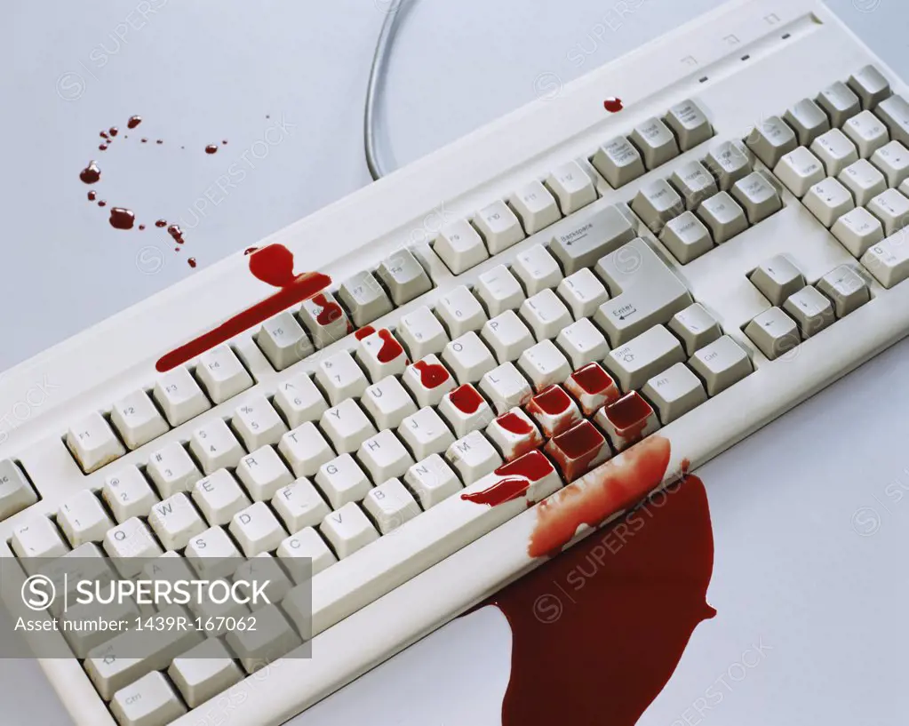 Blood on a computer keyboard