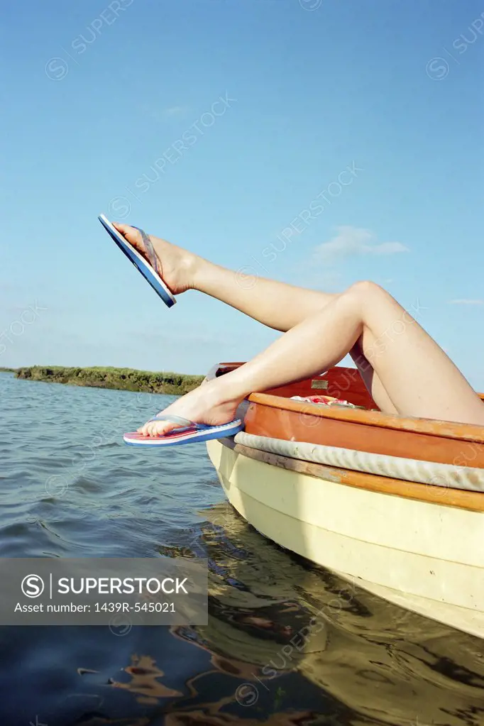 Sunbathing on a boat