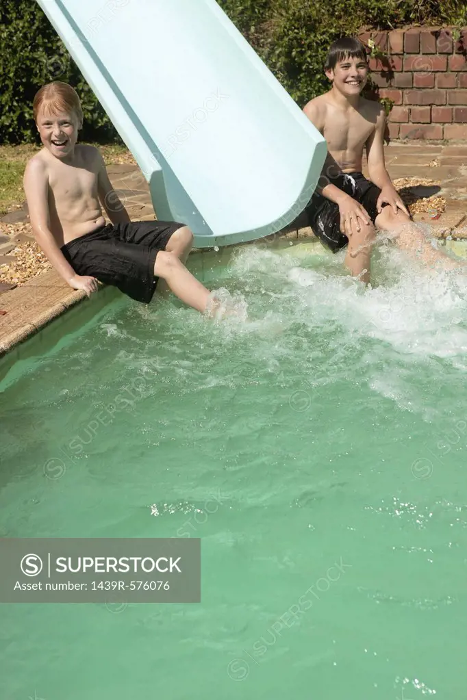 Boys enjoying the pool